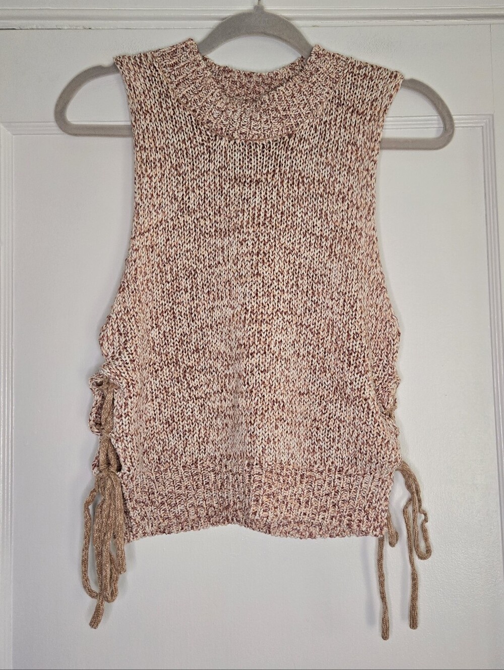 ALYA Crochet Orange & White Tank Top Women's Medium